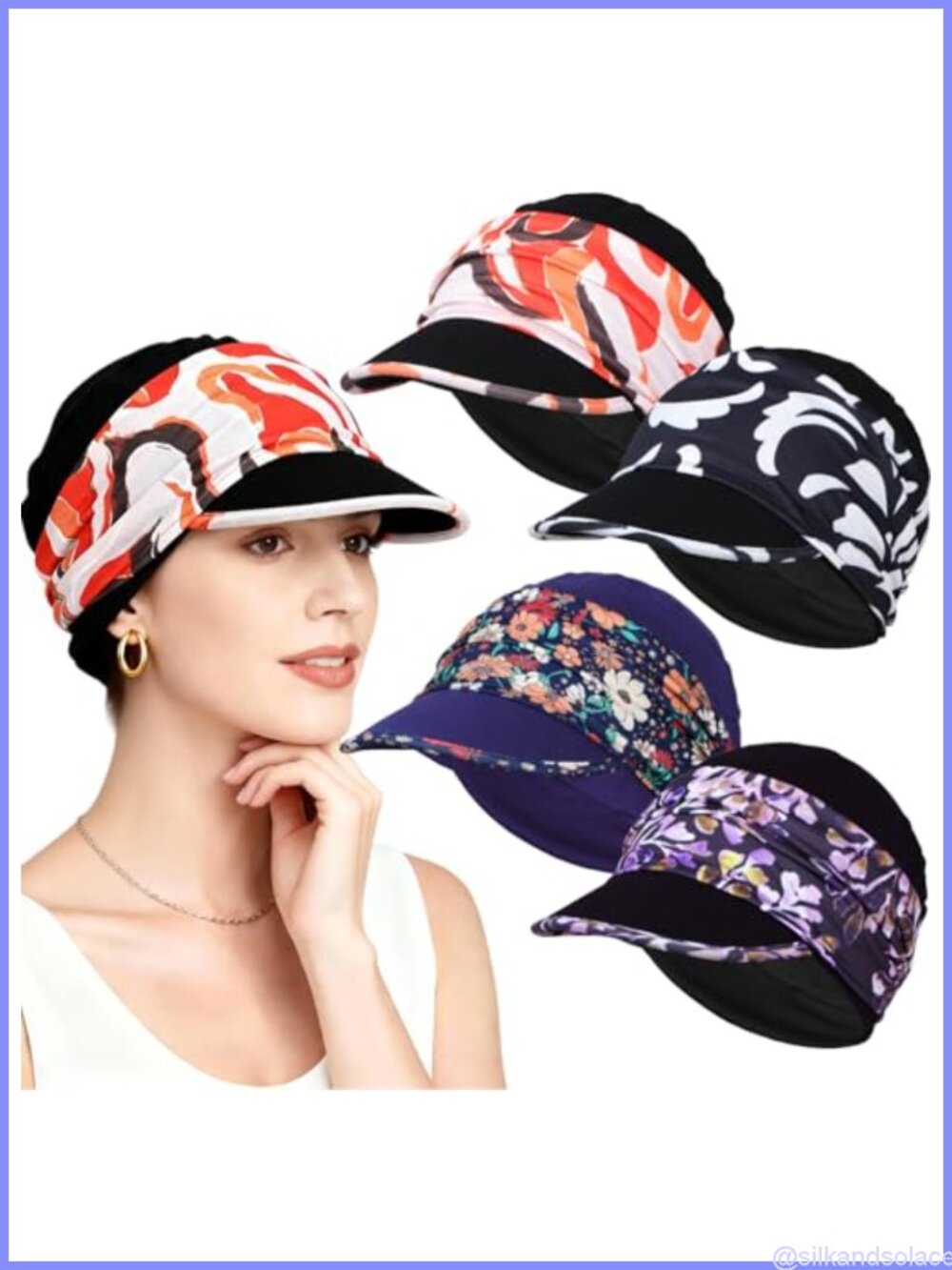 4 Pcs Stretch Chemo Headwear Viscose Newsboy Cap Hair Loss Women